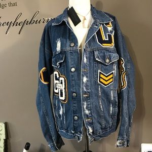 NWT Carmar Distressed Denim Jacket